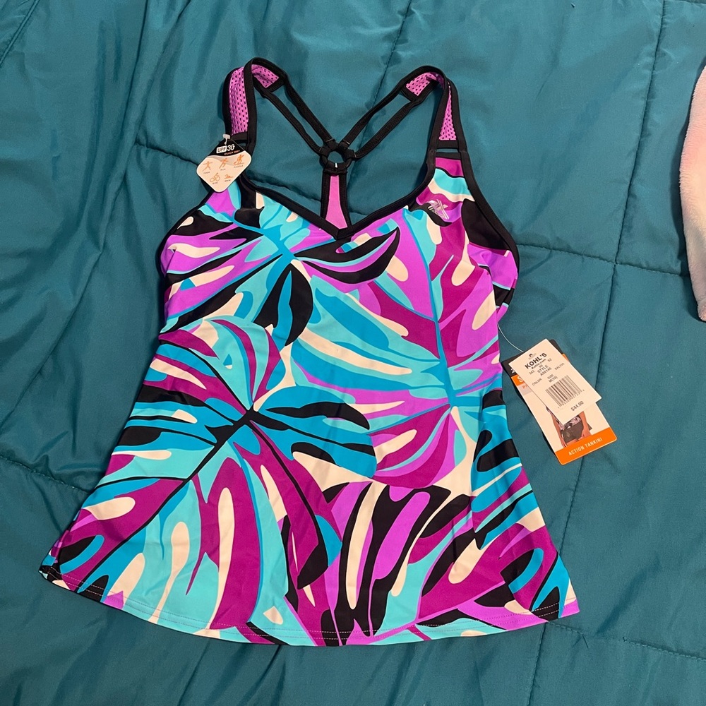 ZeroXposur Purple and Blue One Piece Swimsuit Vibrant Design